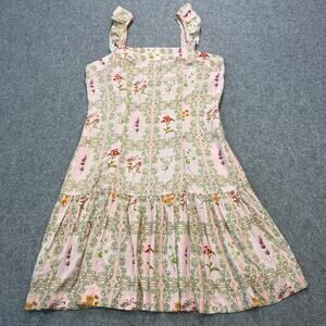Women's Aguabendita for Target Pale Pink Floral Sundress‎ Ruffle Bottom Size M